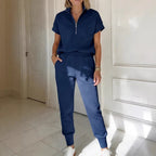 Athleisure Knit 3/4 Sleeve T-Shirt & Pants Set – 3 Colors, S–3XL