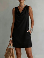 Women's Off-Shoulder Sleeveless Dress – Casual Pullover Midi Dress