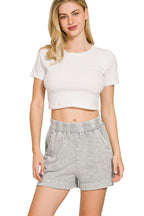 Zenana Halo Snow Washed Boxy Top & Shorts Set