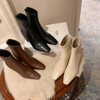 Square Toe Elastic Chunky Heel Boots