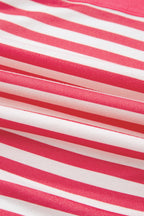 Pink Stripe Color Block Patchwork Drop Shoulder Long Sleeve Tunic Top