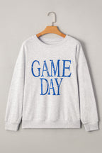 Black GAME DAY Vintage Washed Letter Graphic Baggy Sweatshirt