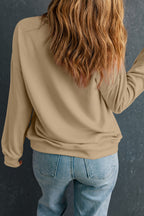 Khaki Thankful Letter Heat Transfer Printing Drop Shoulder Casual Sweatshirt