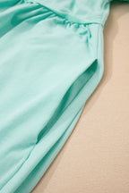 Moonlight Jade Solid Color Pocketed Raw Edge Babydoll Dress