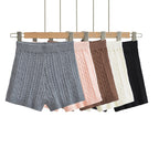 Versatile Solid-Color Tight Knitted Shorts