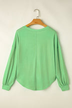 Light Blue Colorblock Drop Sleeve Round Neck Top