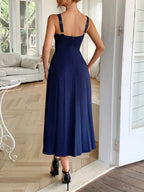 Contrast Wide Strap Midi Cami Dress