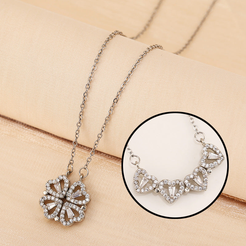 Four-Leaf Clover Hearts Necklace