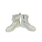 Dream Pairs Womens 7.5 White 1.25" Heel Boot Side Zip Closed Round Toe Shoes