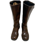 Aminugal Womens Size 9 Brown 1.5" Heels Knee High Boots Round Closed Toe Shoes