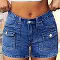 Retro Stretch Denim Work Shorts Stylish Pocketed Comfortable