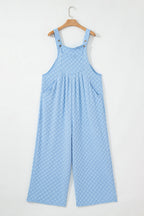 Beau Blue Checkered Pocket High Waist Wide Leg Overall