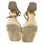 Teaieui Womens Size 9 Gold 2.25" Chunky Heel Open Square Toe Ankle Strap Shoes