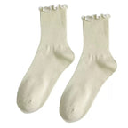 White Lace Socks Mid-calf Thin Mary Jane Shoes Scalloped Socks Versatile