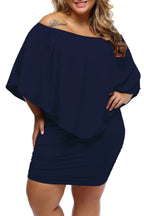 Plus size  Dressing Layered Fiery Red Mini Poncho Dress