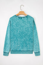 High-rise saved by grace Letter Embroidery Mineral Wash Loose Sweatshirt