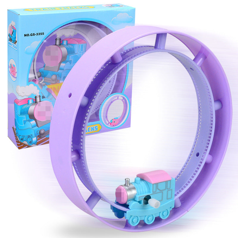 New Cartoon Chain Train Track Wind-Up Lollipop Toy