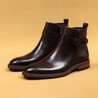 Men's Genuine Leather Square Toe Ankle Boots