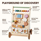 Tiny Land® Versatile Natural Wooden Baby Walker
