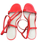 Coutgo Womens Size 8 Red Strappy Gladiator 4" Heel Open Toe Ankle Strap Shoes