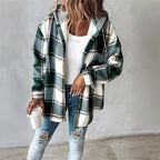 Plaid Drawstring Hoodie Shirt
