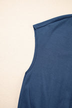 Ashleigh Blue Knit Open Back Cap Sleeve Drawstring Romper