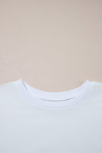 White Loose Half Sleeve Hi Low Hem T Shirt