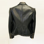 Fashion Heavy Industry Eyelet Rope Slim-fit Leather Coat Suit Jacket