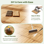 30 PCS Interlocking Deck Tiles 12 x 12 Inch Acacia Wood Patio Tiles with Straight Slats-Natural