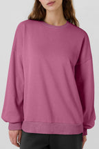 Sea Green Solid Fleece Lined Drop Shoulder High Low Sweatshirt