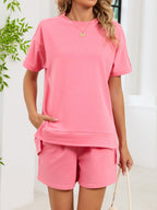 Round Neck Short Sleeve T-Shirt and Shorts Set