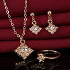 Diamond necklace, earring, ring, lady jewelry, square bridal jewelry set wholesale
