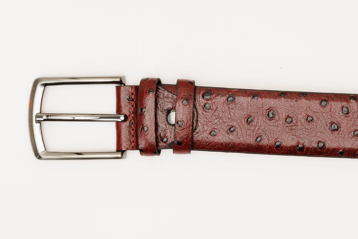 The Porto Alegre Burgundy Leather Belt