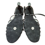 Hipposeus Womens Size 8.5 Black 3" Heels Open Round Toe Ankle Strap Shoes