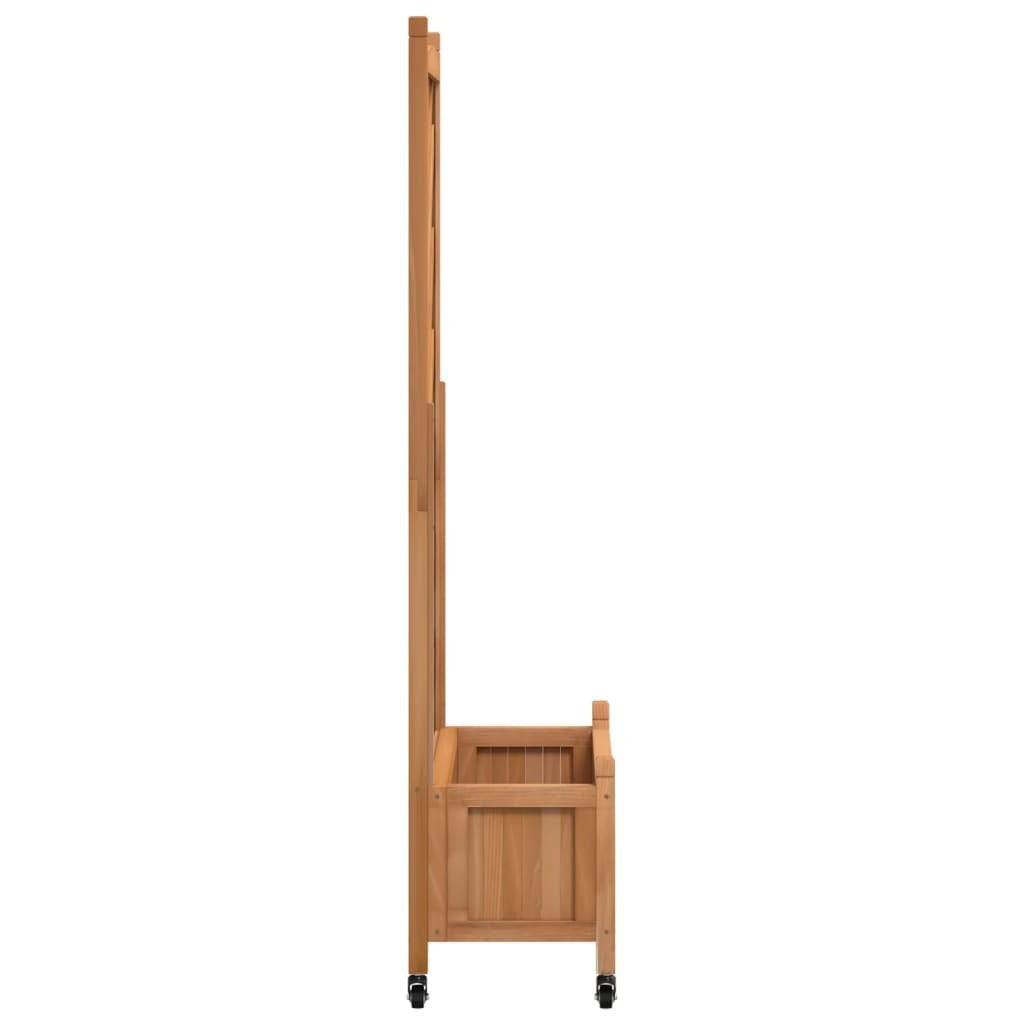 Planter with Trellis and Wheels Brown Solid Wood Fir