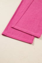Peach Blossom Half Button Pullover Drawstring Pants Solid Color Corduroy 2pcs Outfit