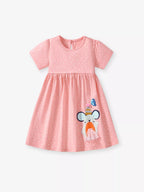 Children's Round Neck Cartoon Polka Dot Dress