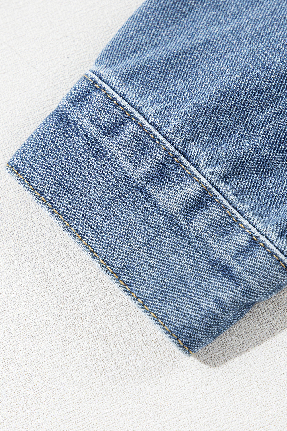Blue Stripe Washed Oversized Pocketed Denim Jacket