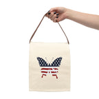 Canvas Lunch Bag  American Flag Butterfly Design (Patriotic Picnic Tote)