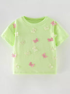 Children's Butterfly Applique Short Sleeve T-Shirt