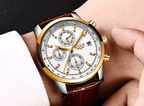 Men's  Waterproof Watch With Chronometers Date Display And Fluorescent Pointers Excellent Look Perfect Gift
