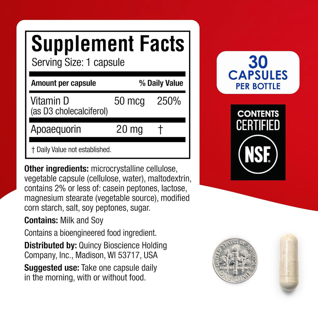 Prevagen Regular Strength – 30 Capsules (1 Month Supply) | Memory Support Supplement with 10mg Apoaequorin and Vitamin D3