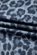 Gray Wild Leopard Print Frilled Detail Drawstring Wide Leg Pants