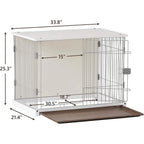 34" Long Elegant Wood Frame White Dog Cage