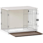 34" Long Elegant Wood Frame White Dog Cage