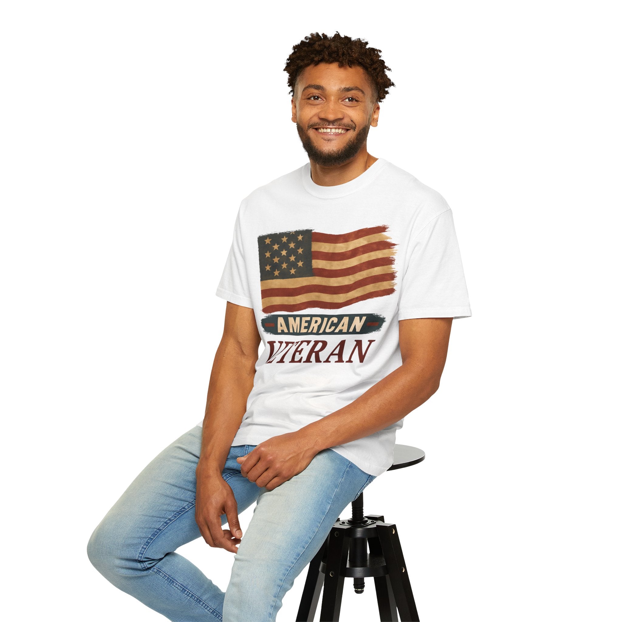 American Veteran Unisex Garment-Dyed T-shirt, Patriotic Tee, Military Appreciation, Veterans Day Gift, Casual Wear, Comfortable Style