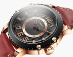 Men's Waterproof  Sport Watch With Leather  Belts  And Large Numbers Details Unique Design Perfect Gift