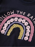 Children's Follow The Rainbow Ruffle Sleeve T-Shirt and Shorts Set