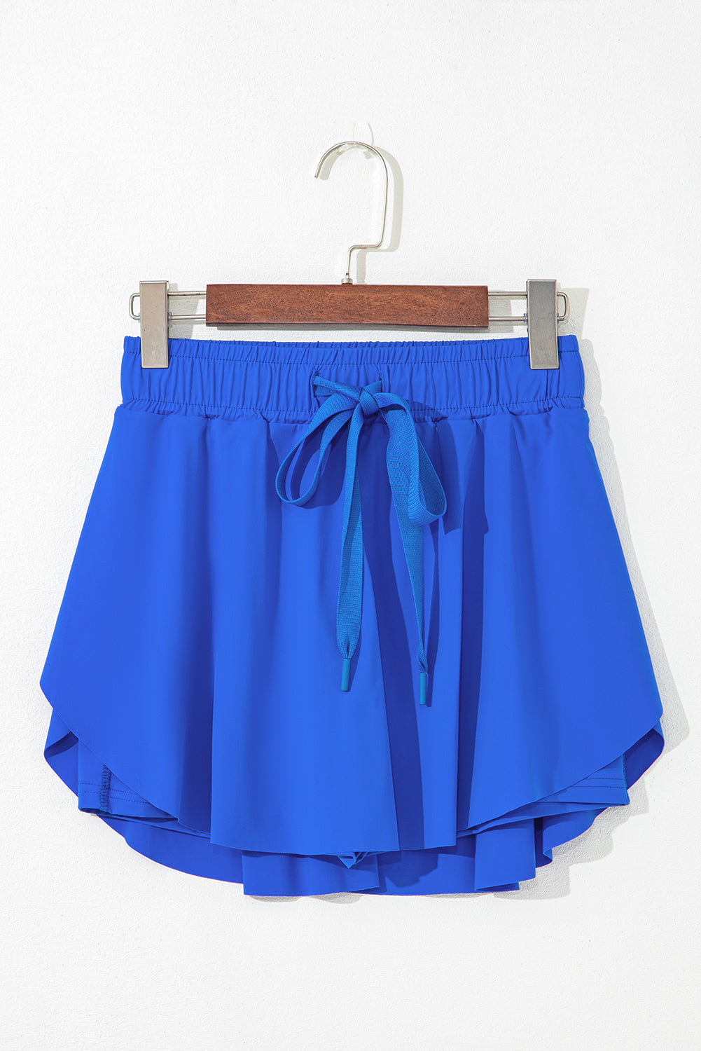 Sky Blue Drawstring High Waist Lined Tennis Skort