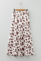 Beige Drawstring Leopard Print Patch Pocket Loose Pants